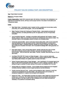 job description project sales consultant sales consultant job description